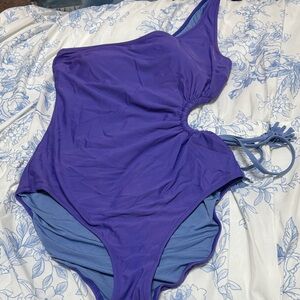 Aerie One Shoulder Swimsuit in Purple and Blue